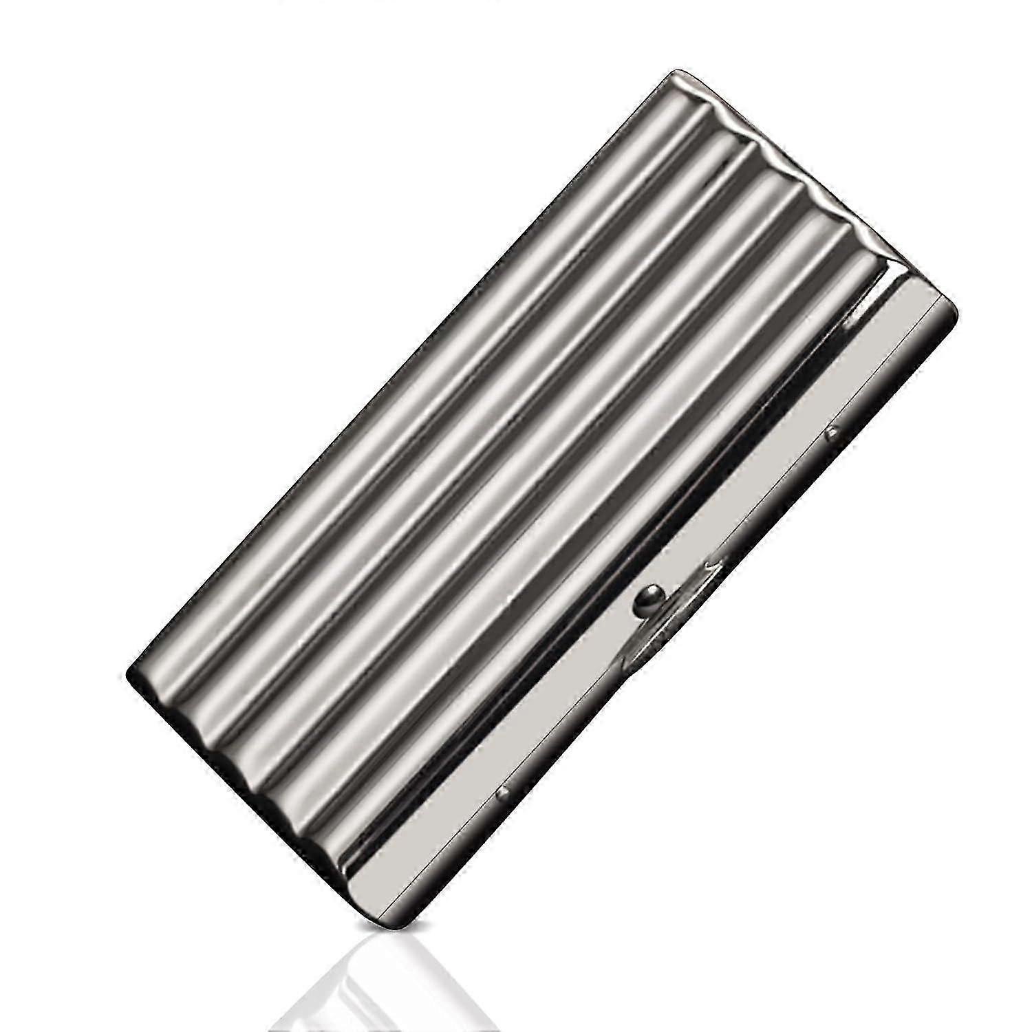 Creative Thin Portable Stainless Steel Pocket Carrying Cigarette Box Case for Holds 10 Regular