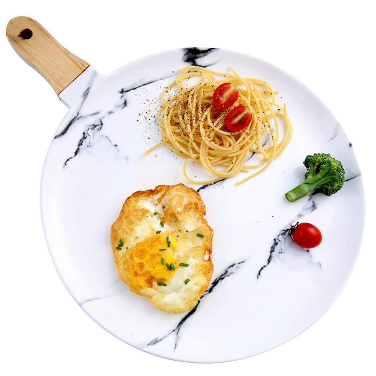 Ceramic Pizza Tray, Versatile Serving Board For Pizza Desserts And Charcuterie, Easy Grip, Natural Handle