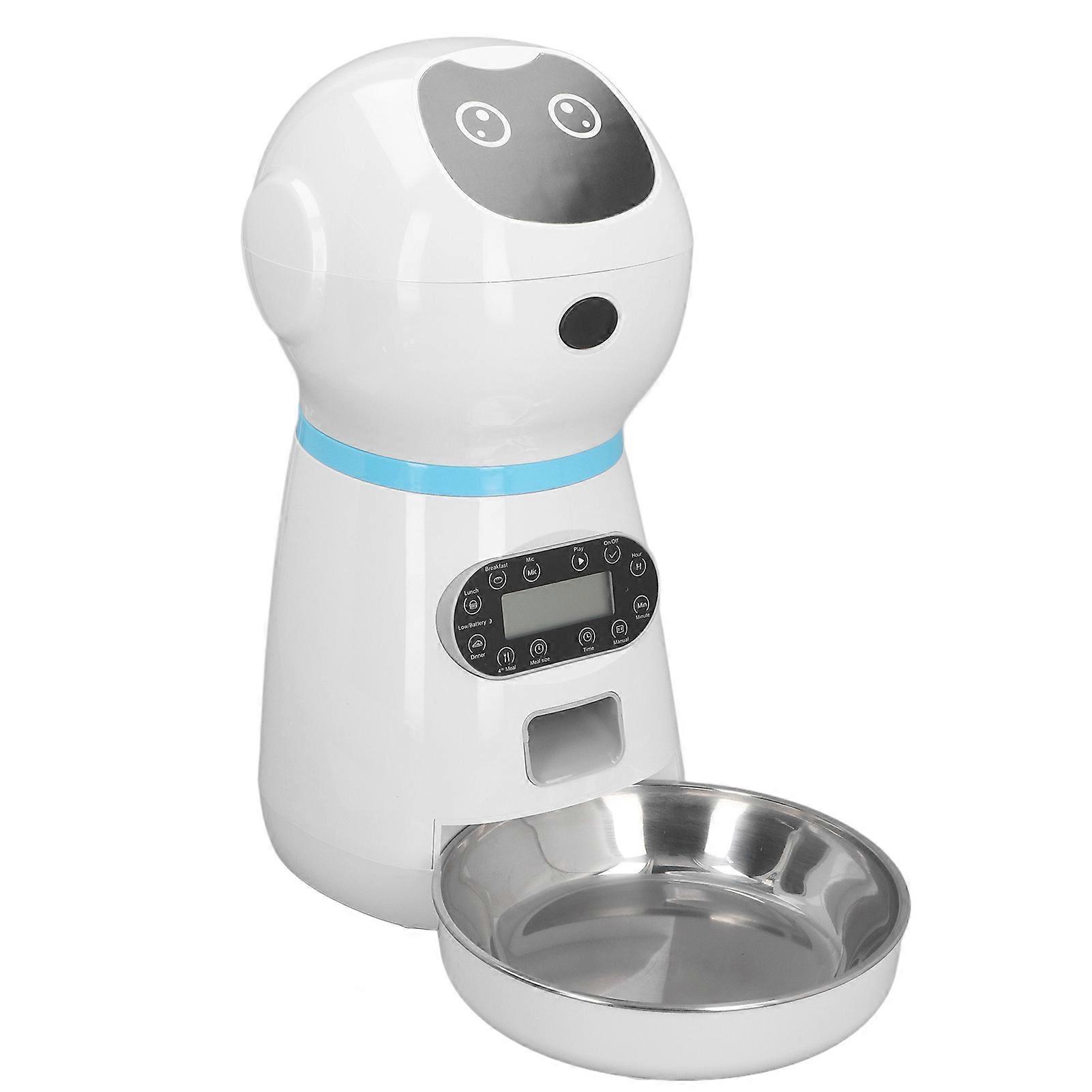 Automatischer Katzenfutterautomat mit Portionskontrolle, Edelstahlschale, EU-Stecker