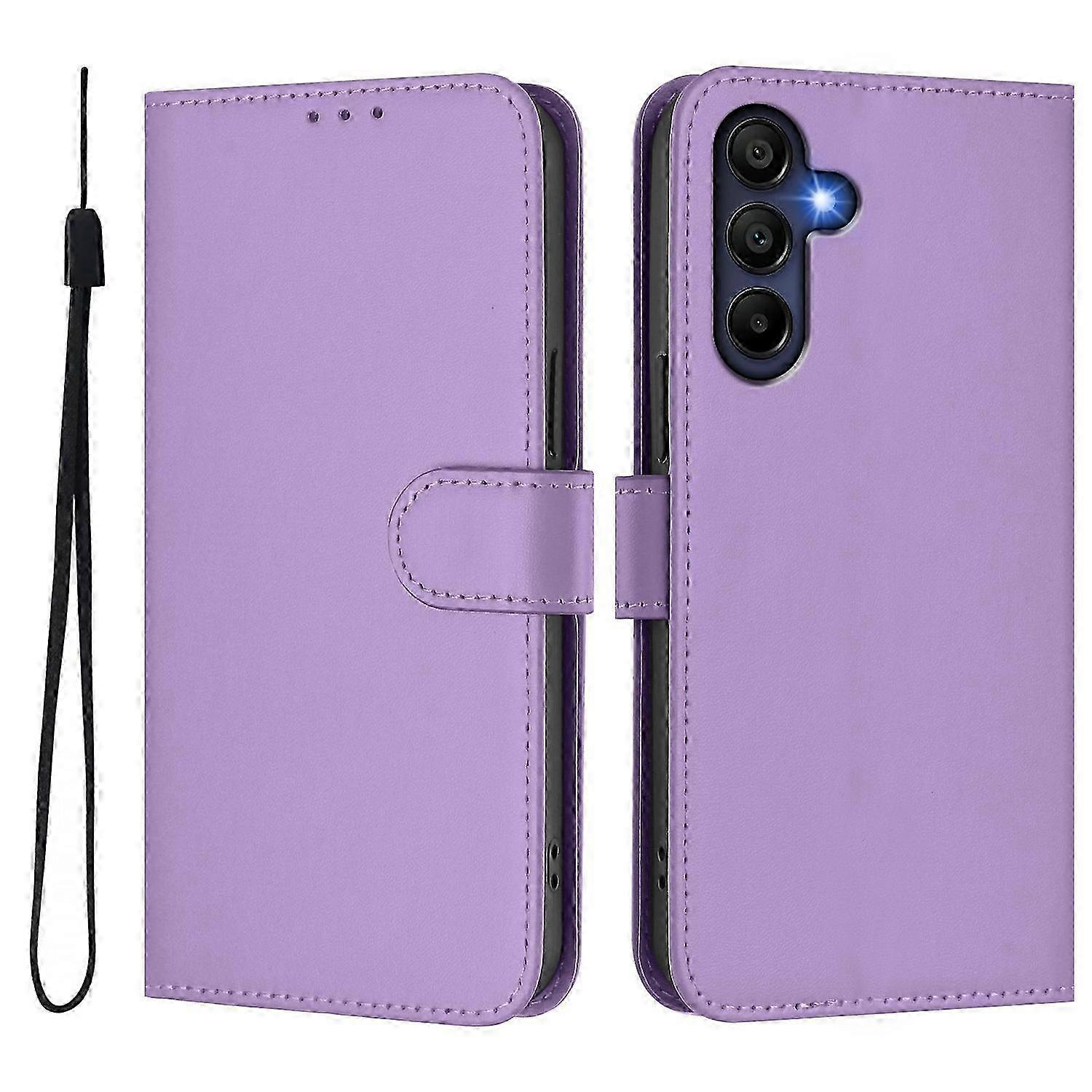For Samsung Galaxy A26 5G - Solid Color Wallet Leather Phone Case with Strap Cover
