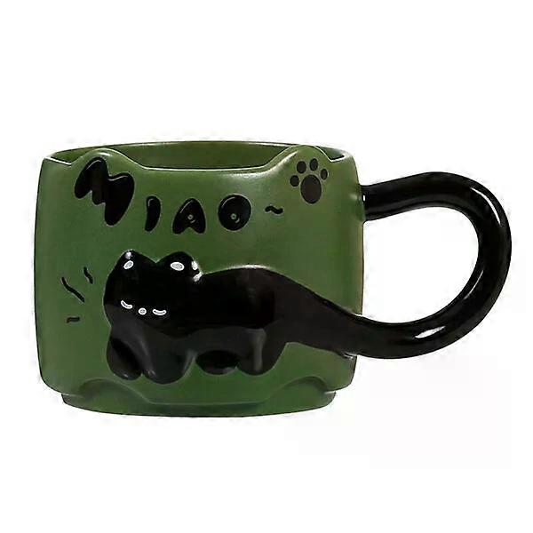 Green ceramic coffee cup, 9.3*8cm, 380ml capacity