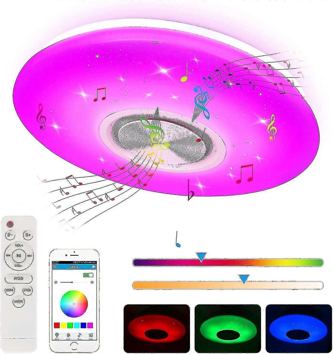 LED Ceiling Light 24W with Remote RGB Bluetooth Speaker for Living Room