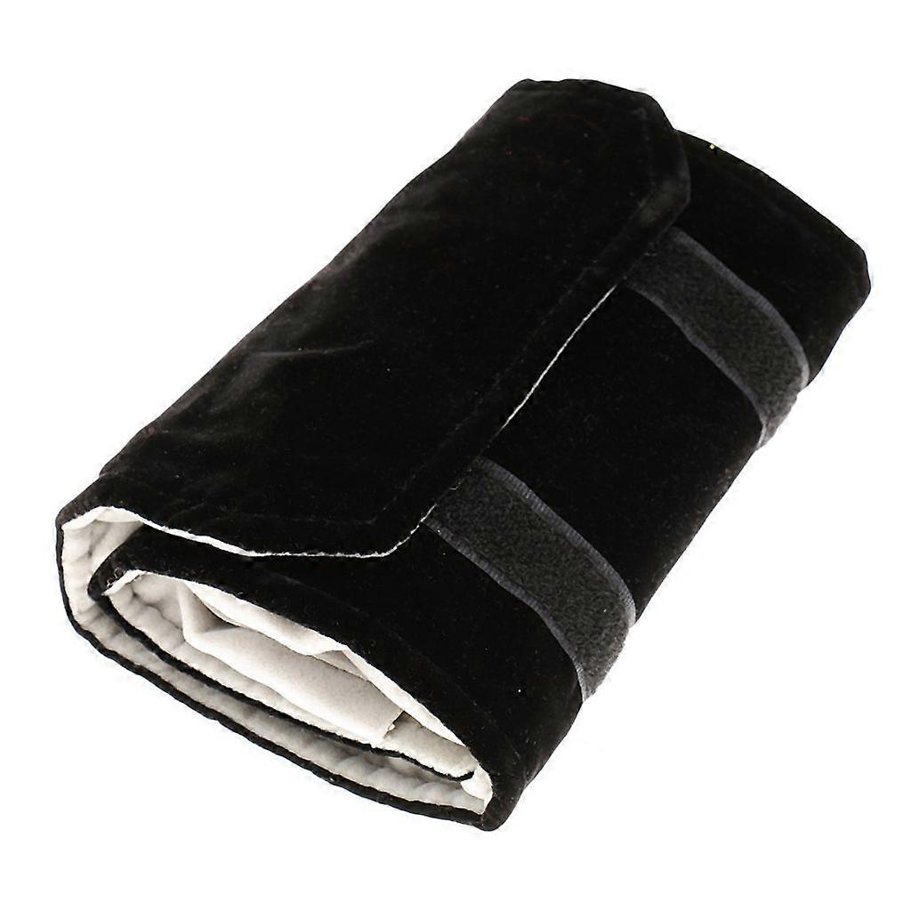 Jewelery roll Jewelery bag, made of flannel, for ring, for jewelry storage when traveling - Black