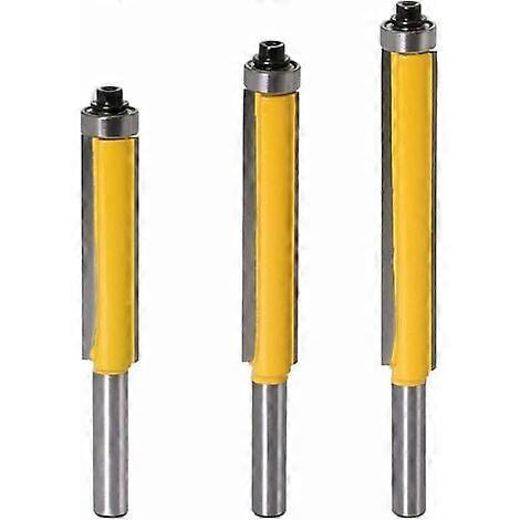 3pcs Grooving Cutters Woodworking Router Bit Extra Long Flush Cutter Straight Bit, with 8mm Handle