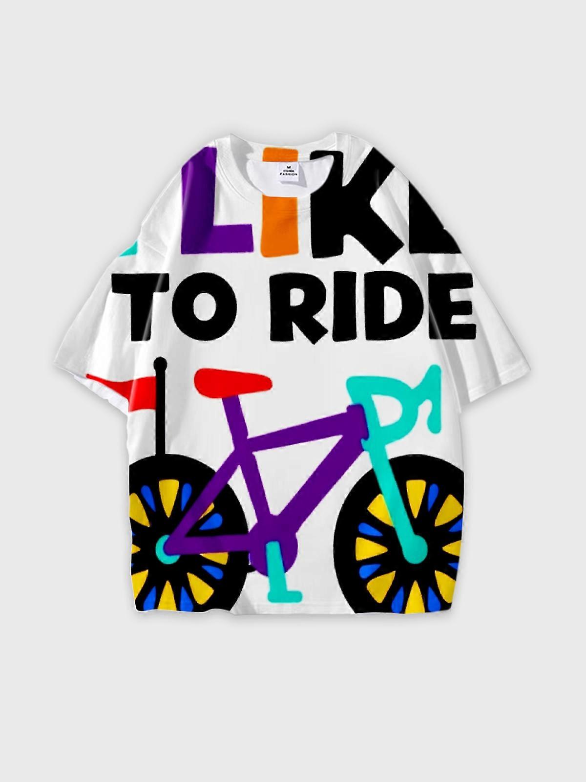 T-Shirt Round Neck, Loose Short Sleeve Pattern Graphic Tee, Unisex Summer Casual Top W2825