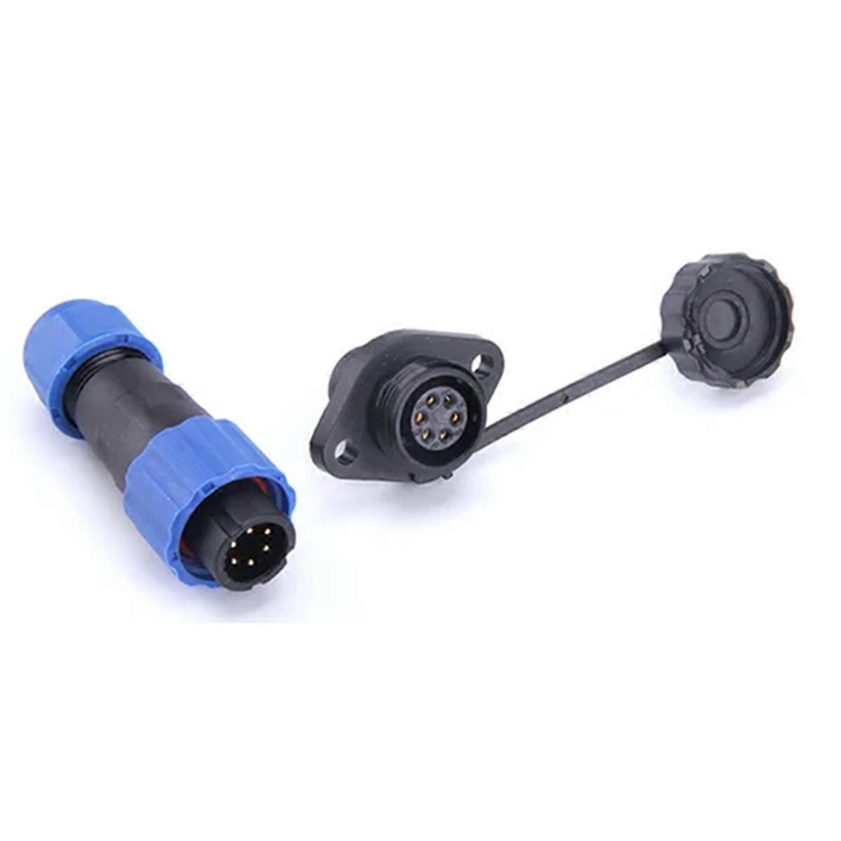 SP13 Waterproof Connector IP68 6 Pin Cable Connectors Male/Female Plug and Socket Nut/Flange/Docking