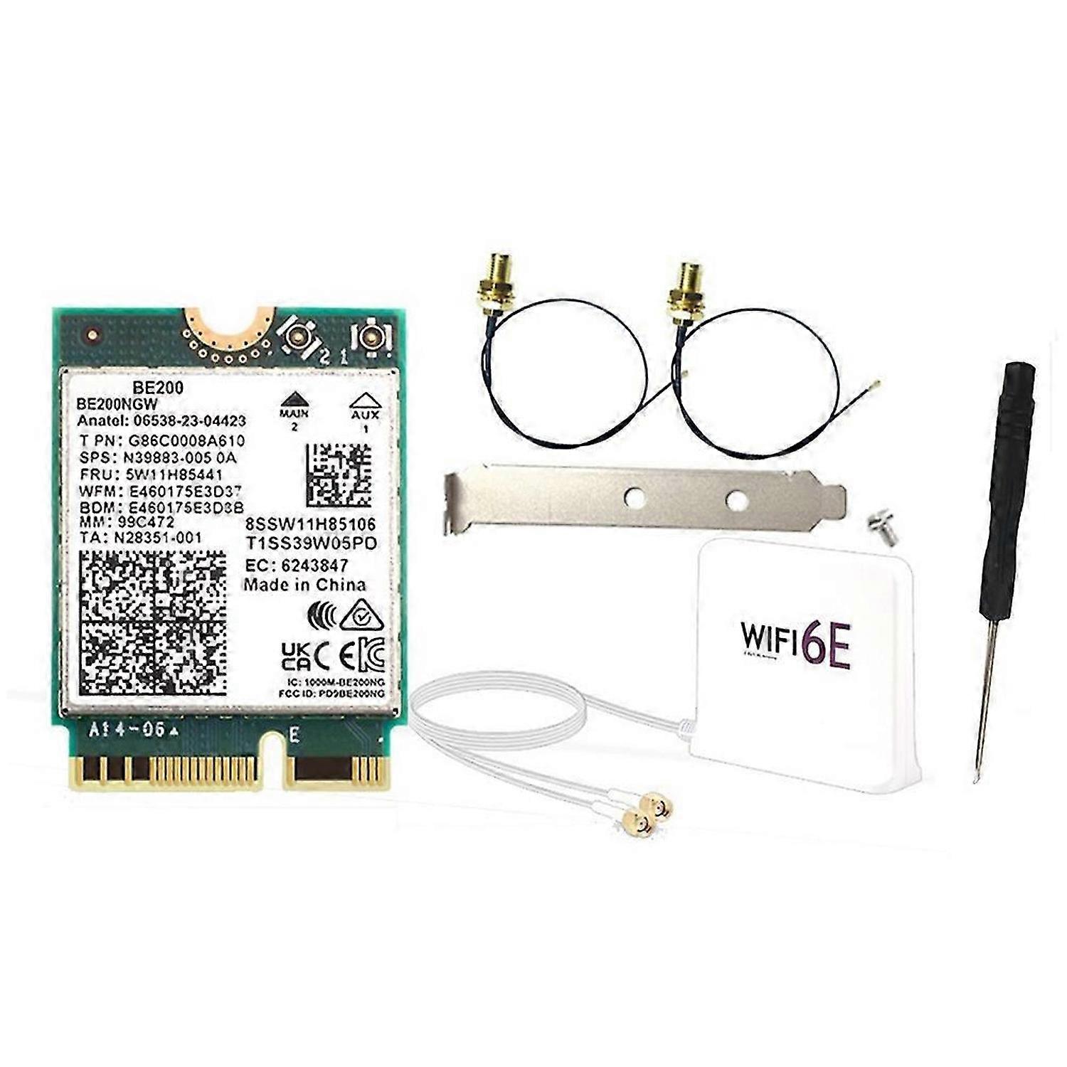 BE200 WIFI 7 WiFi Card+12DBi Antenna Kit Network Adapter for Win10/11