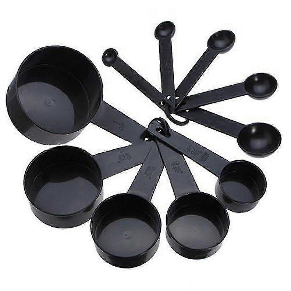 10Pcs Black Plastic Measuring Spoons Cups Set Tools Measure For Baking Coffee 2025