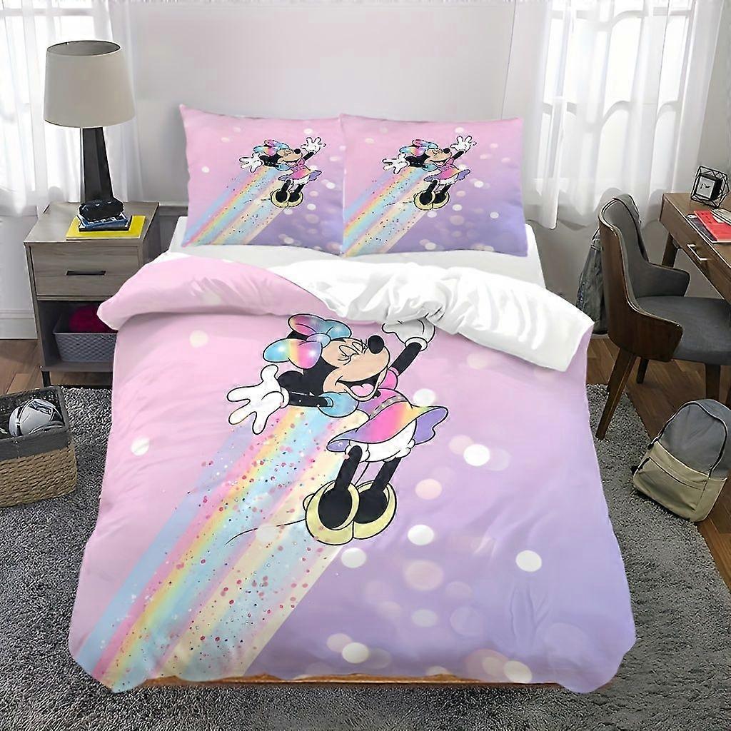 TE915 3pcs Mickey Mouse & Minnie Mouse Cartoon Bedding Set Includes 1 Duvet Cover and 2 Pillowcases Super Soft Comfort for Bedroom Guest