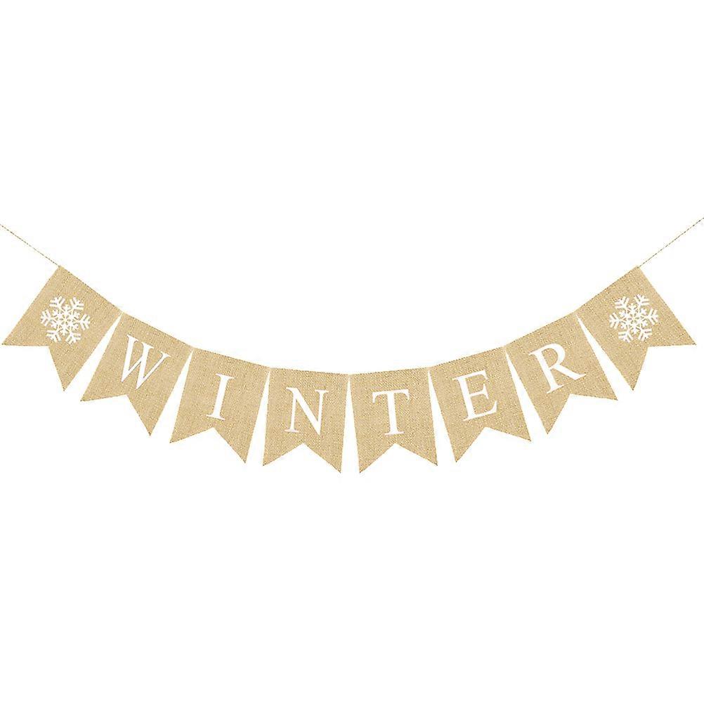 Snowflake Letter Winter Banner for Decoration Linen Hanging Party Banner