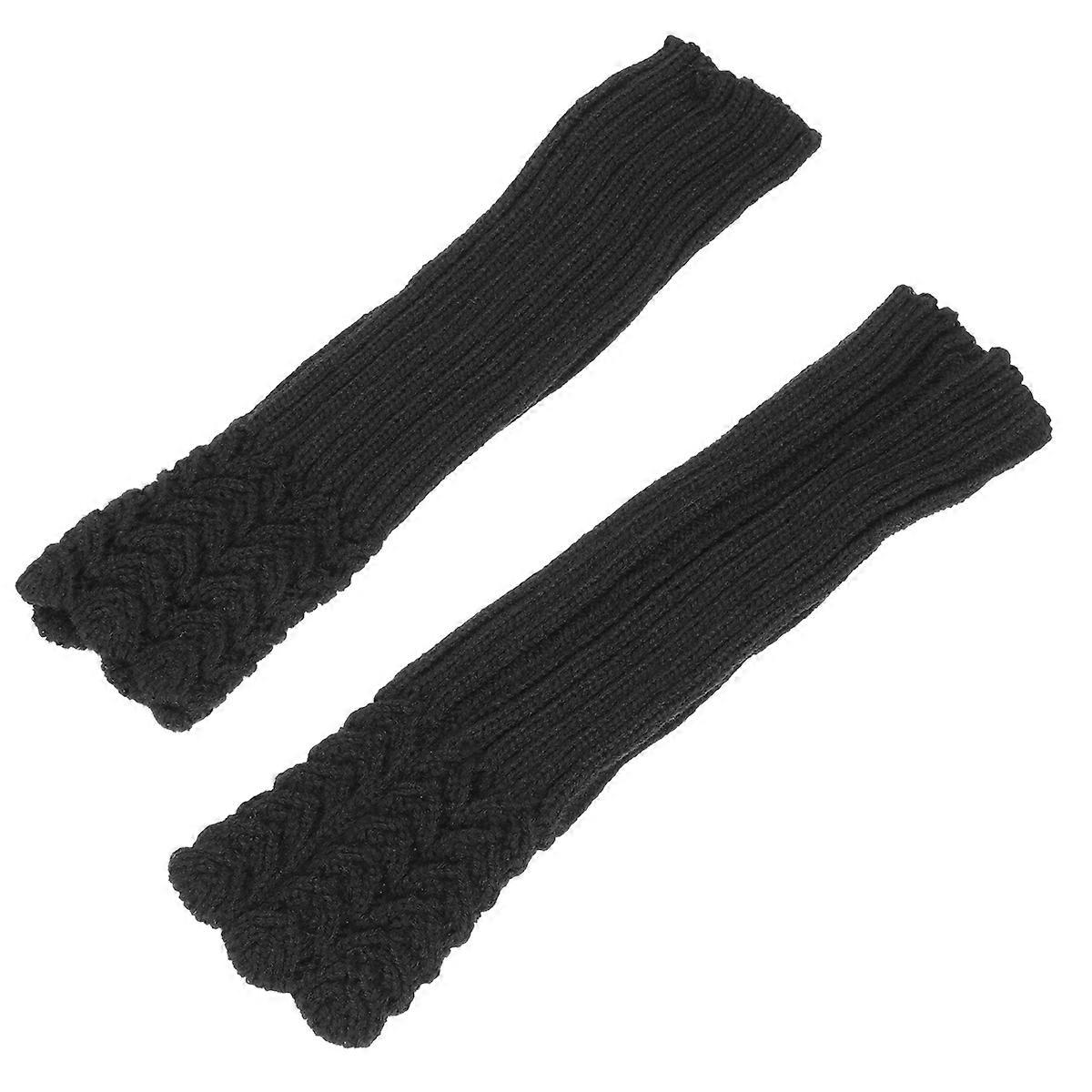 Knitted Gloves 1 Pair Black Half-Finger Winter Warm Gloves For Women Convenient For Cold Weather