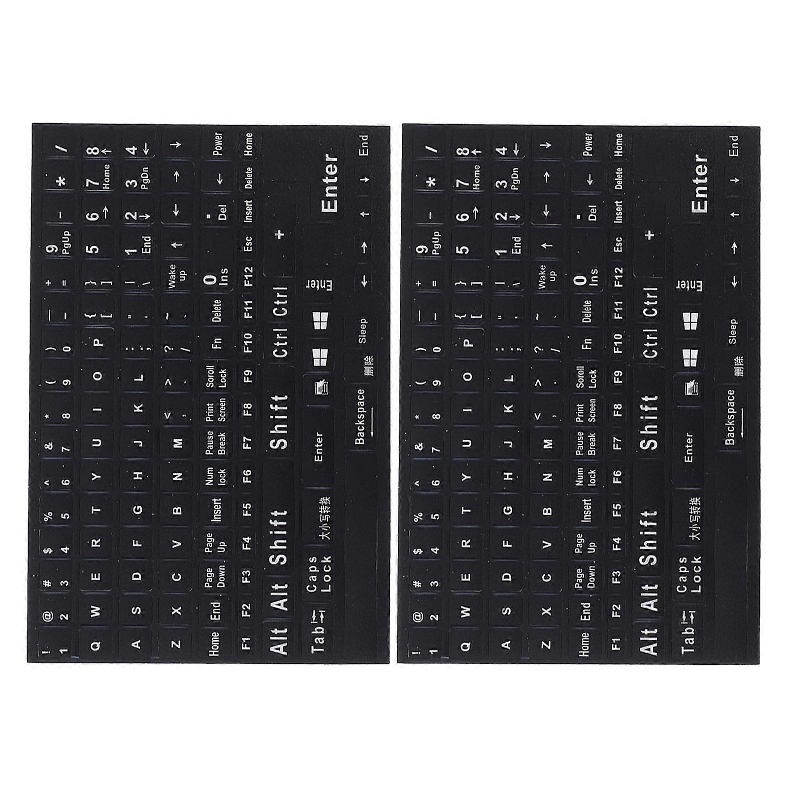 Notebook Keyboard Stickers Black PVC for English Keyboard Use 2 Sheets