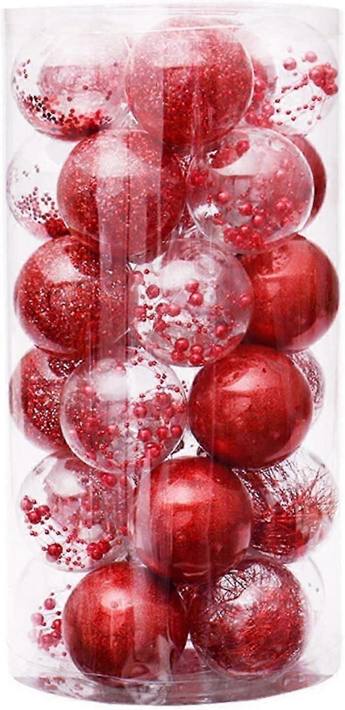 Set of 30 6cm Decorative Hanging Balls for Holidays, Parties, Weddings, Ideal for Decorating Christmas Trees, (Red)