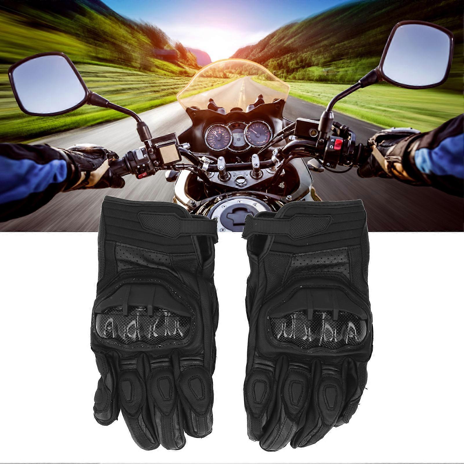 Motorcycle Riding Gloves Black M PU Leather Waterproof Windproof