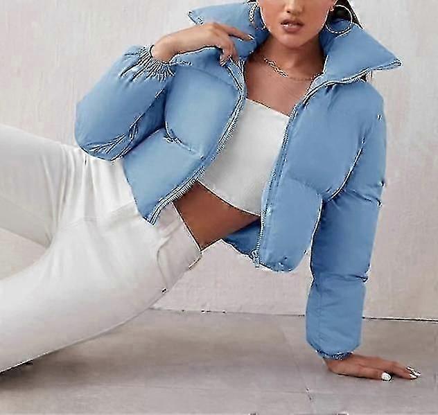 Kvinnor Vinter Varm Solid Långärmad Mode Krage Casual Jacka Bomull Kappa Jacka