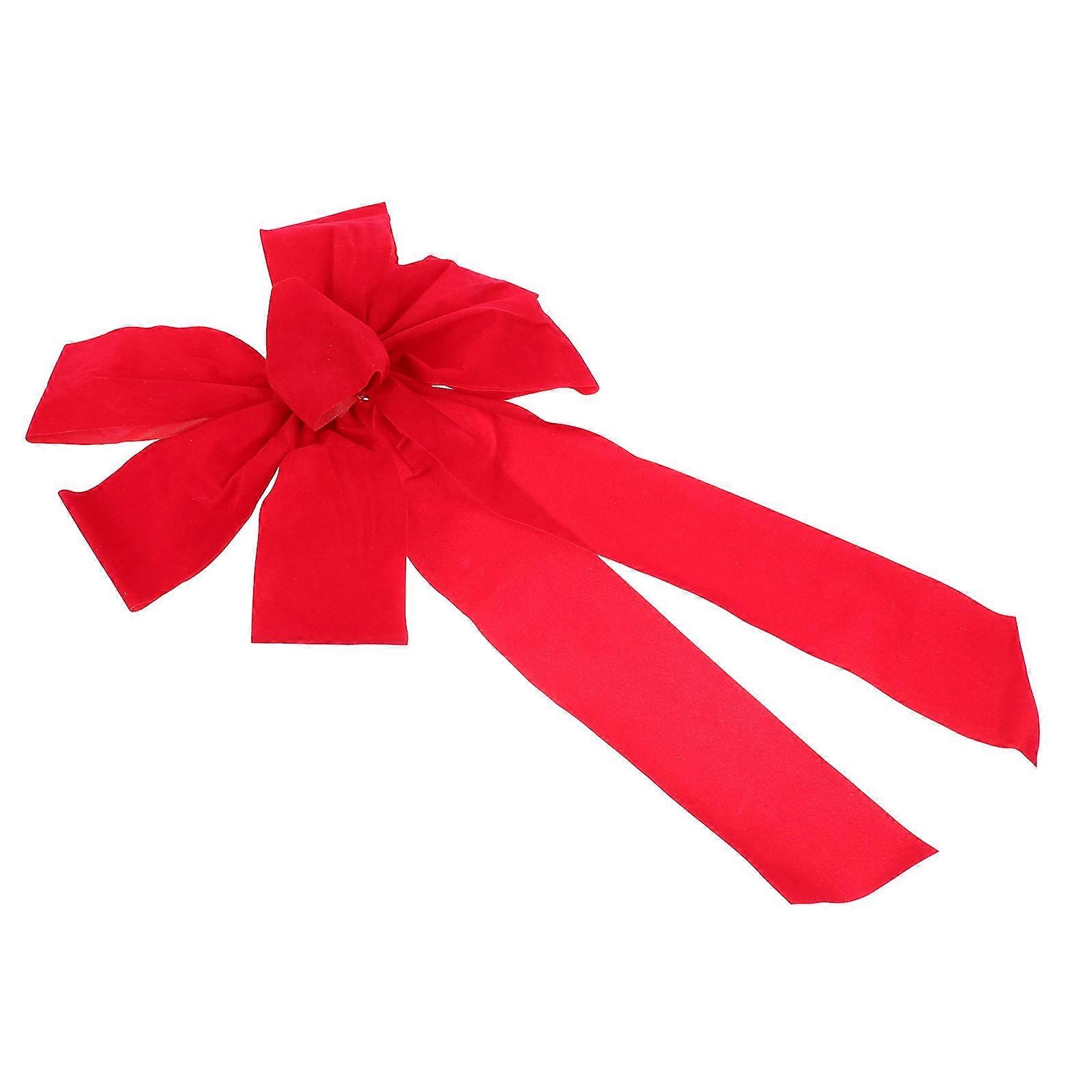 Red Bowknot Ornament Flannel Christmas Tree Adornment for Decoration 24Pcs