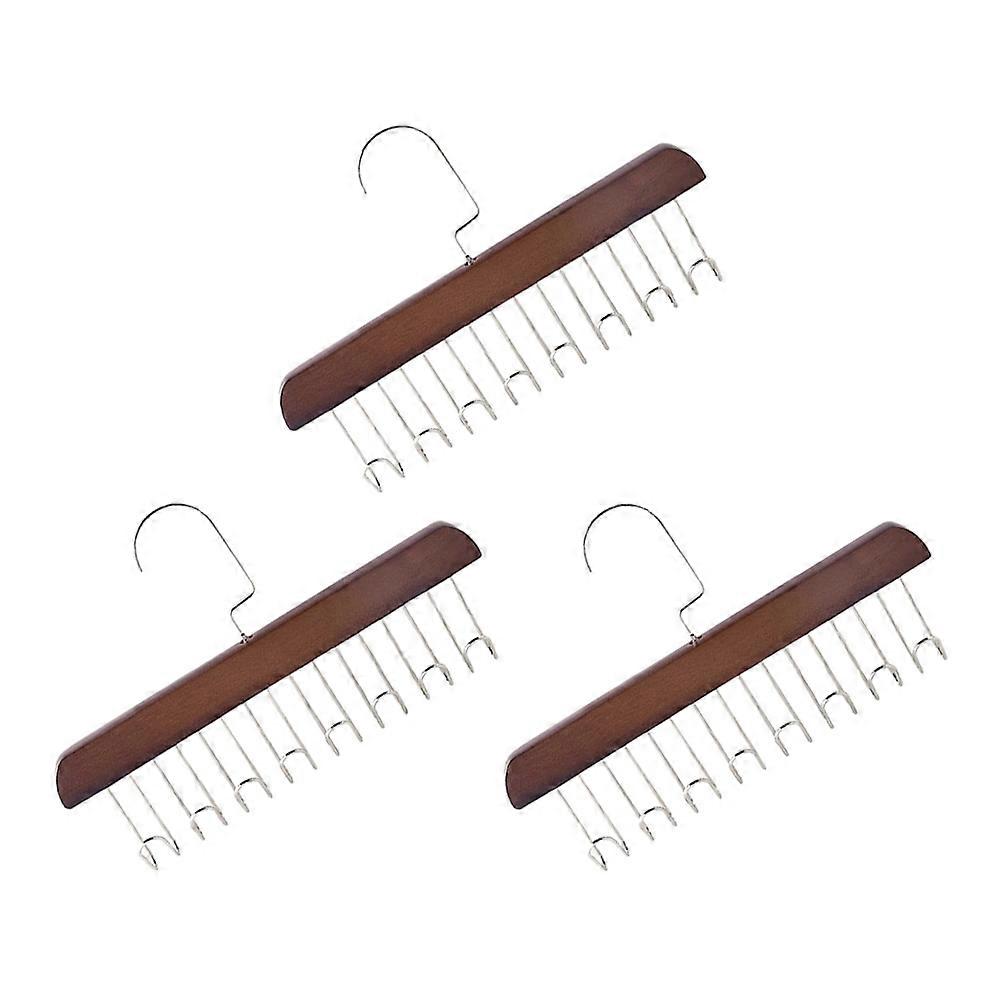 Wooden Tie Rack Multipurpose Closet Organizer with 8-Hooks 9Pcs