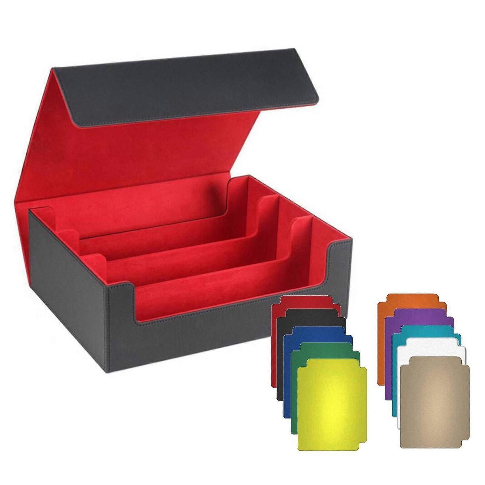 STARTIST Card Deck Box, Compatible with Game Cards, 1800+ Capacity, PU Leather, Black Lining, Red - Multipurpose Storage Holder