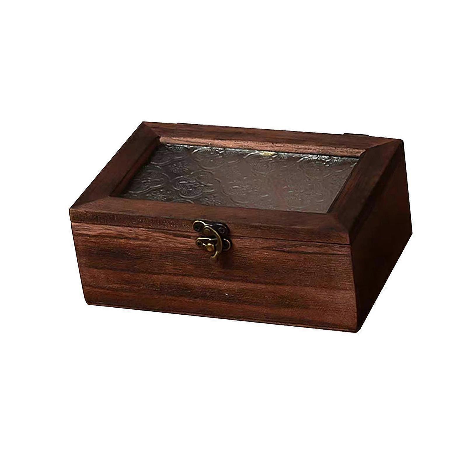 Jewelry Storage Box Keepsake Box Rectangular Rustic Empty Wooden Jewelry Box 24x15.5x7cm
