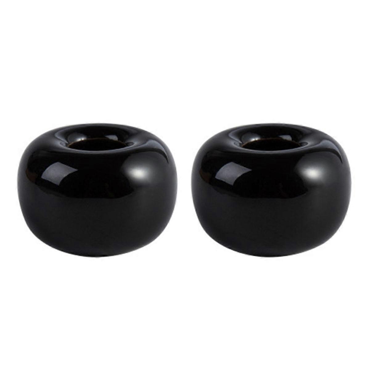 Mini Ceramic Toothbrush Holder Stand for Bathroom in Black 4Pcs