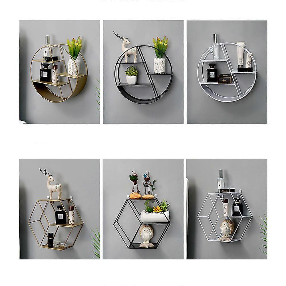 Hexagon Storage Decoration Rack for Storage Use White