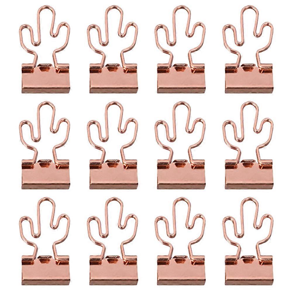 Tiny Binder Clips 12Pcs Cactus Shape Binder Clamps Office Supplies School Use Clipping Documents