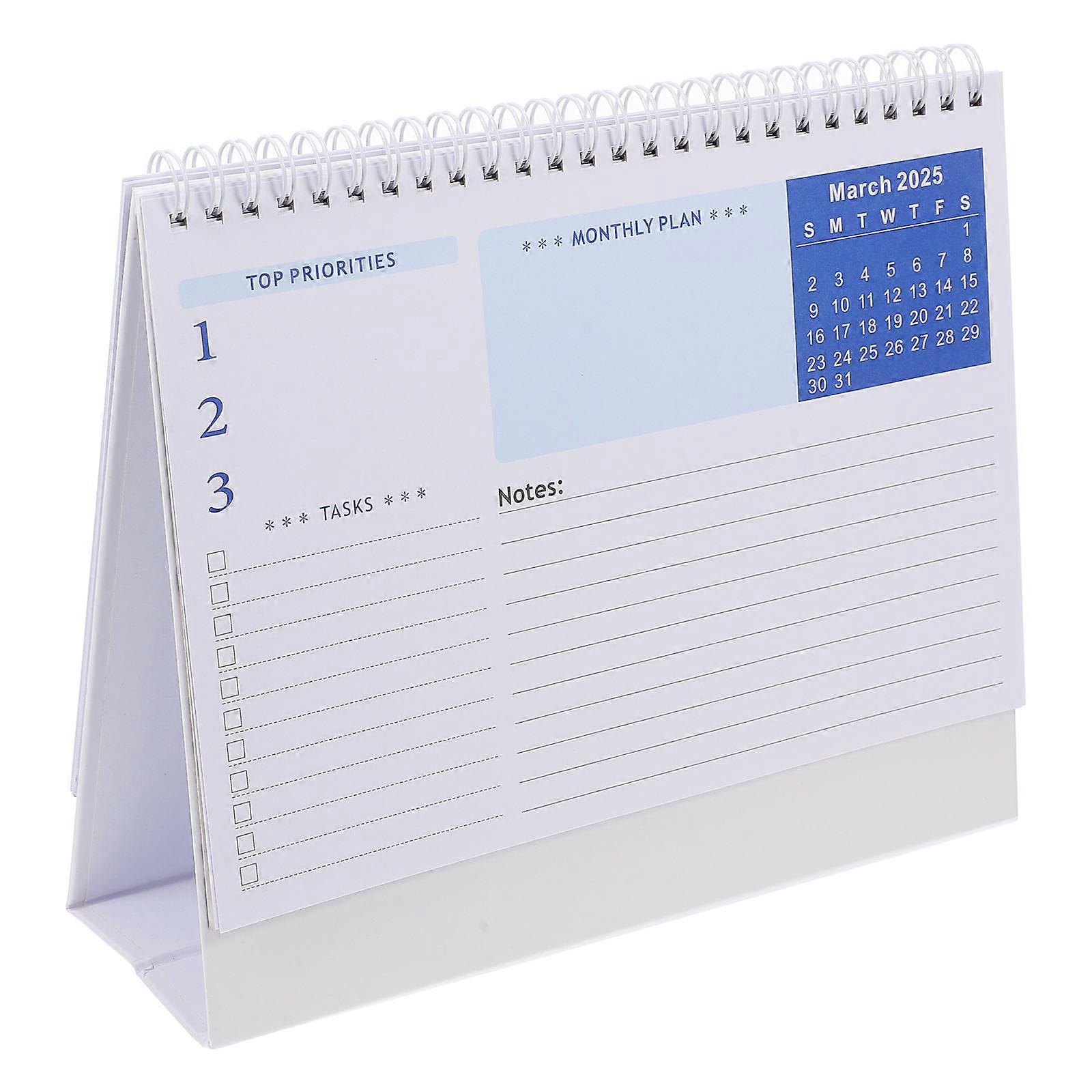 Desk Calendar 2025 Monthly Planning Freestanding Design 23.00X19.00X8.00CM Paper Flip Calendar For Classroom Office 1Set
