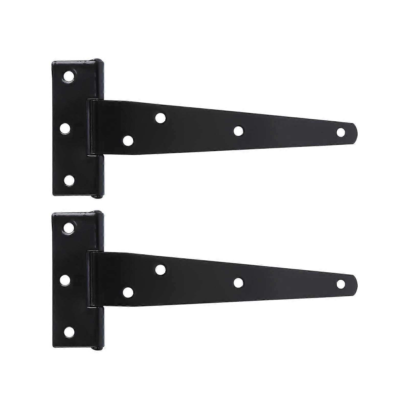 Door Gate Hinge T Shape Rustproof Duty Shed Hinge for Gate Door 6 Inches Black 2Pcs