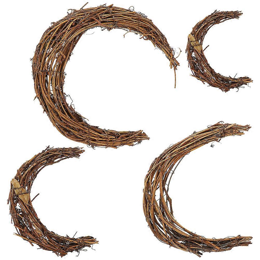 16Pcs DIY Crafts Moon Shaped Rattan Wreath For Christmas And Festive Occasions With Construction 20X20CM