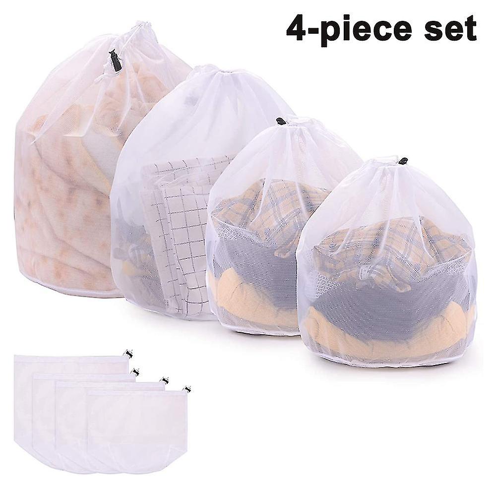 4 Pcs Clothing Laundry Liners Washing Bags With Drawstring