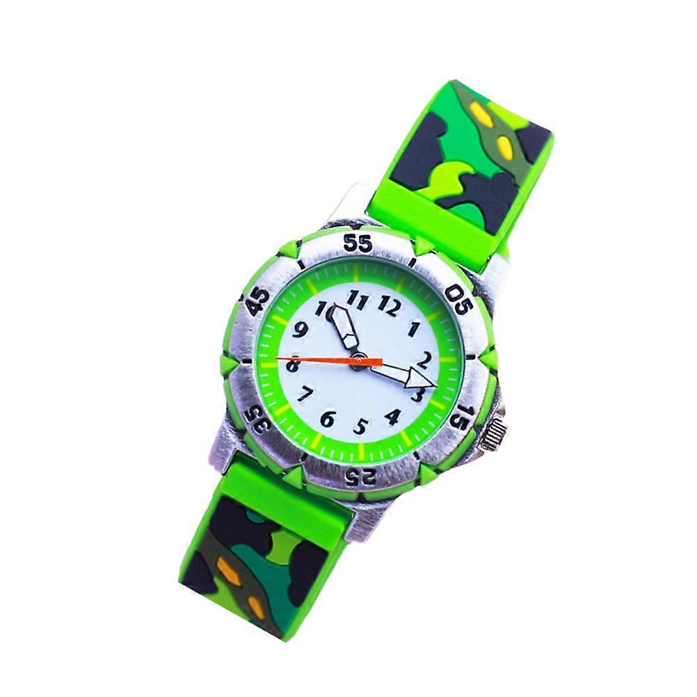Kids Watch 2 Pcs Cartoon Decorative Wristwatch For Children Daily Wear With Green Color And Timekeeping Function