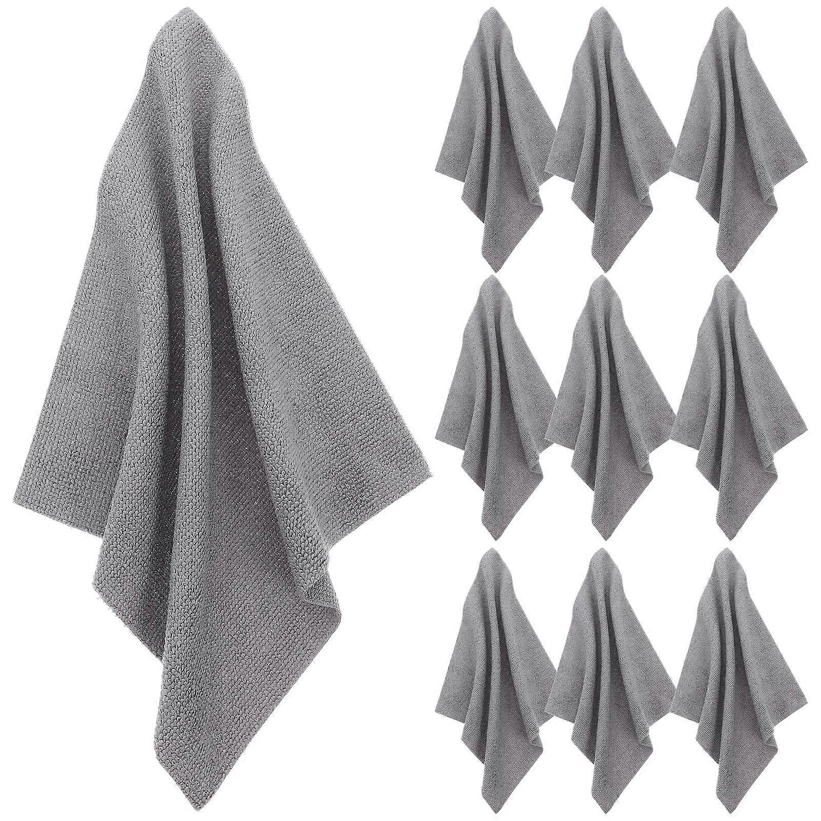 4Pcs Microfiber Cleaning Cloths Roll for Kitchen Durable Grey Towels