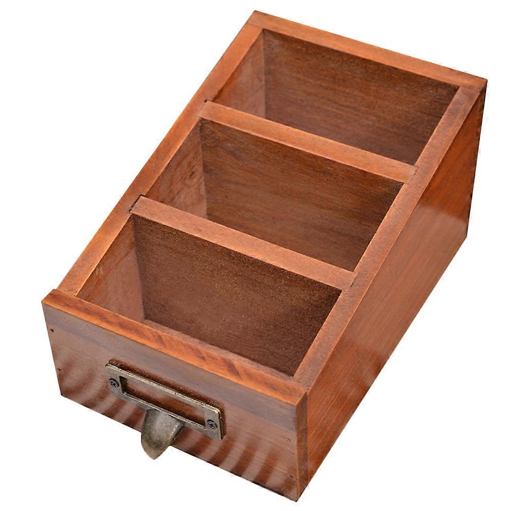 Versatile Desk Tidy Organizer 4Pcs Step-Style Brown Remote Control Holder Suitable For Home Users In Office And Living Room