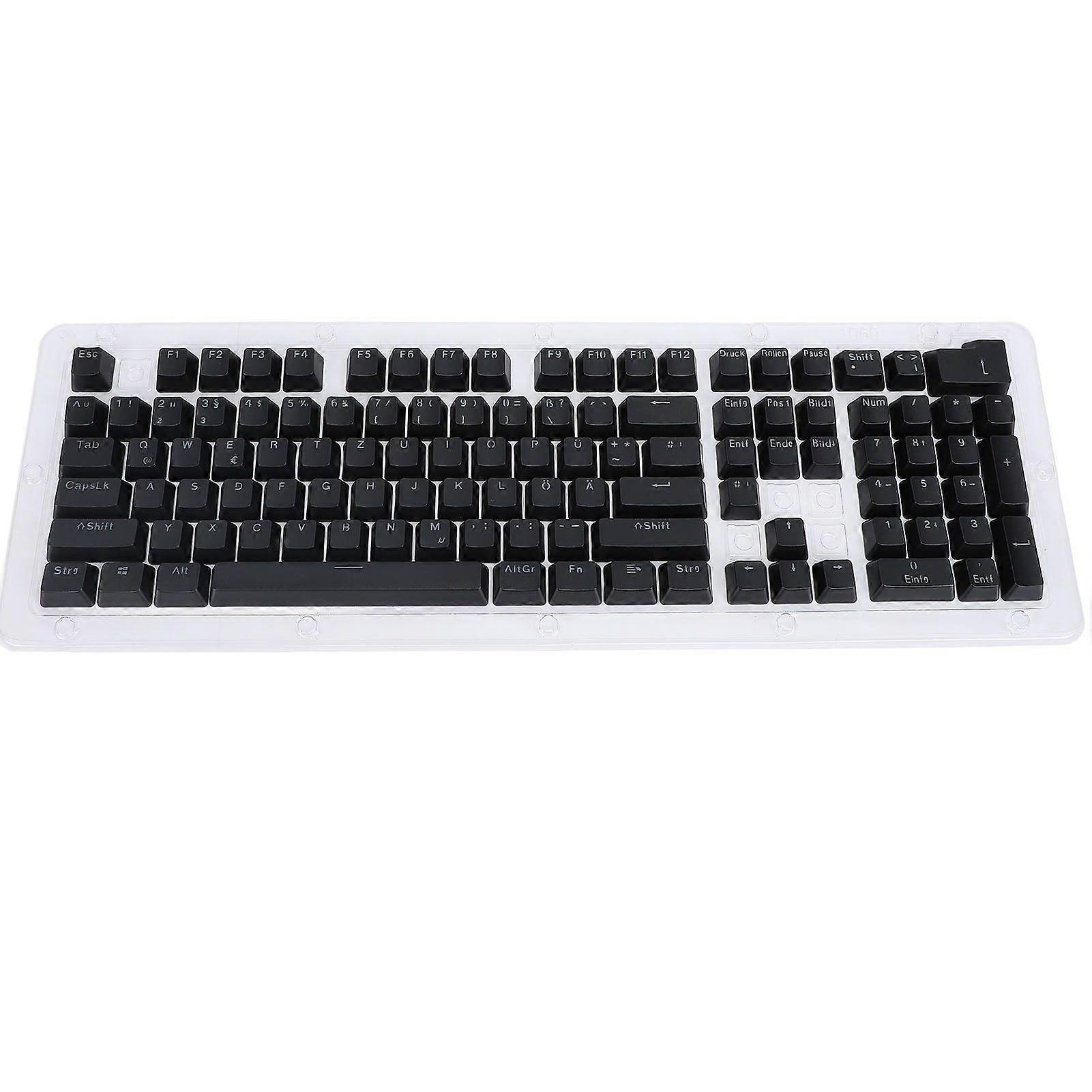 108 Key German Keyboard Keycaps Minimalist Mechanical Keyboard Translucent Keycaps for 61 64 68 84 87 96 98 100 104 108 Keyboards Black