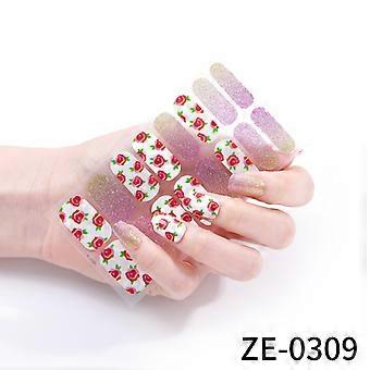16 Pieces Nail Polish Film Stickers, 3D Onion Powder Hot Stamping Adhesive Nail Art Decals, with Nail File