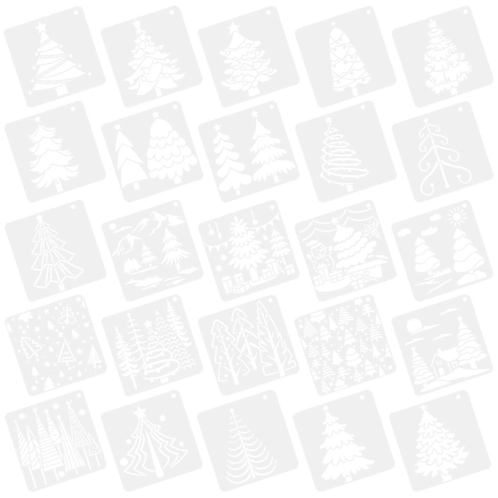 Christmas Tree Painting Template Stencils for Decor 25Pcs Xmas Element Stencil Set