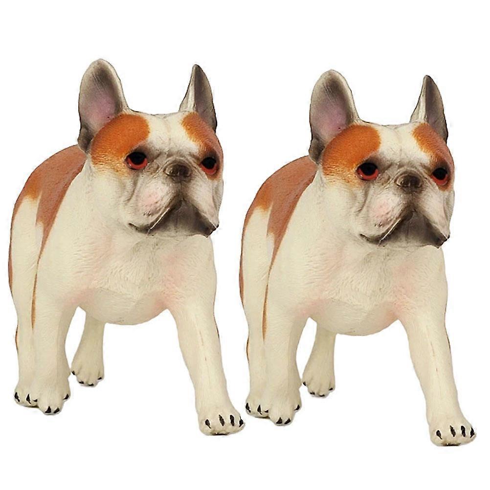 Puppy Ornament Bull Terrier Dog Model for Kids Play 2Pcs Decorative Figurines