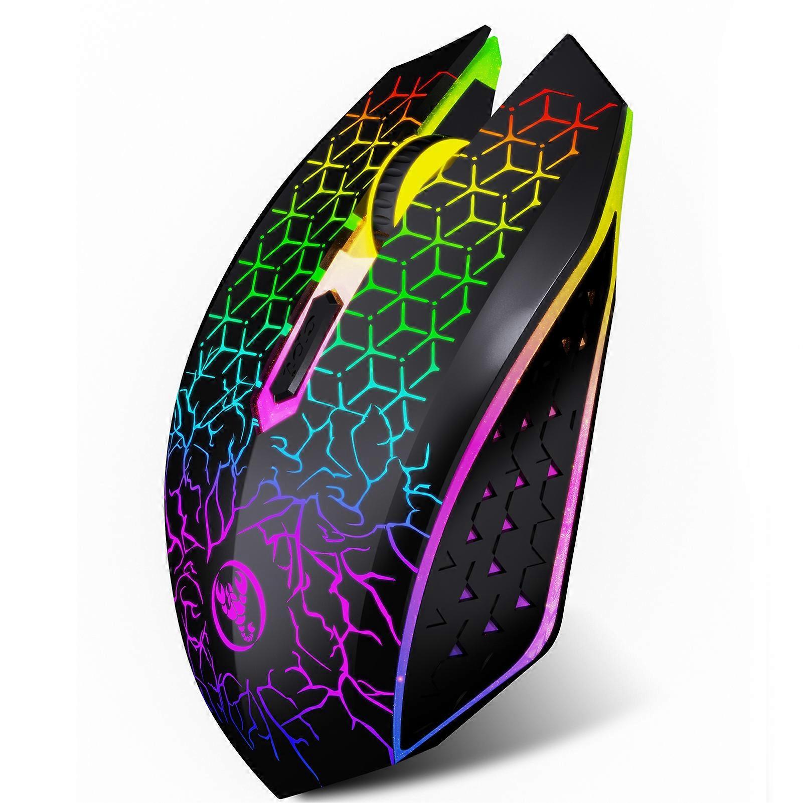 Dual-Mode Wireless Mouse 2.4G BT5.2 Quiet Mice with 7 Color Backlight for Laptop PC