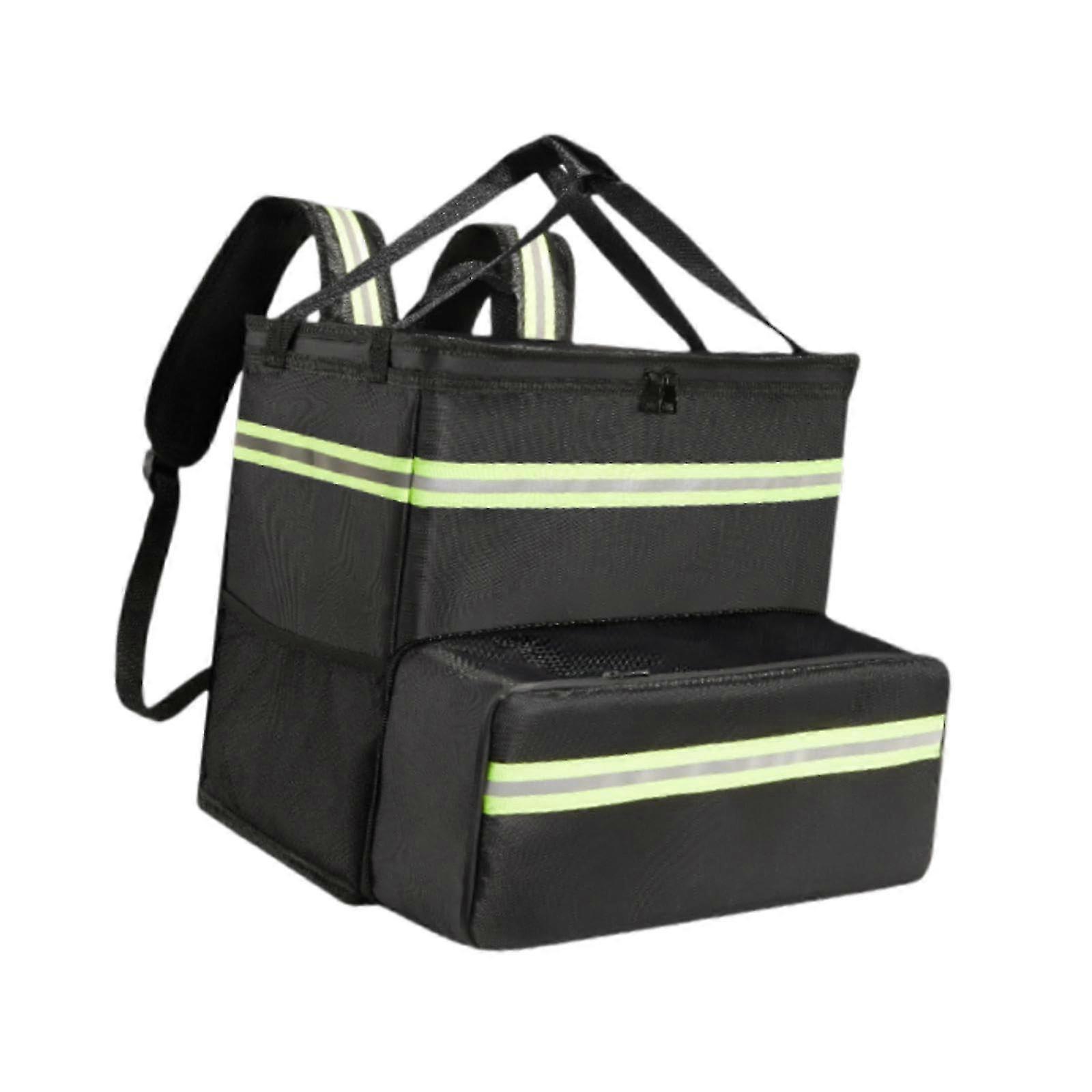 Expandable Pizza Delivery Backpack with Insulated Design, Reflective Strip, Smooth Zipper, and Expandable Green Size