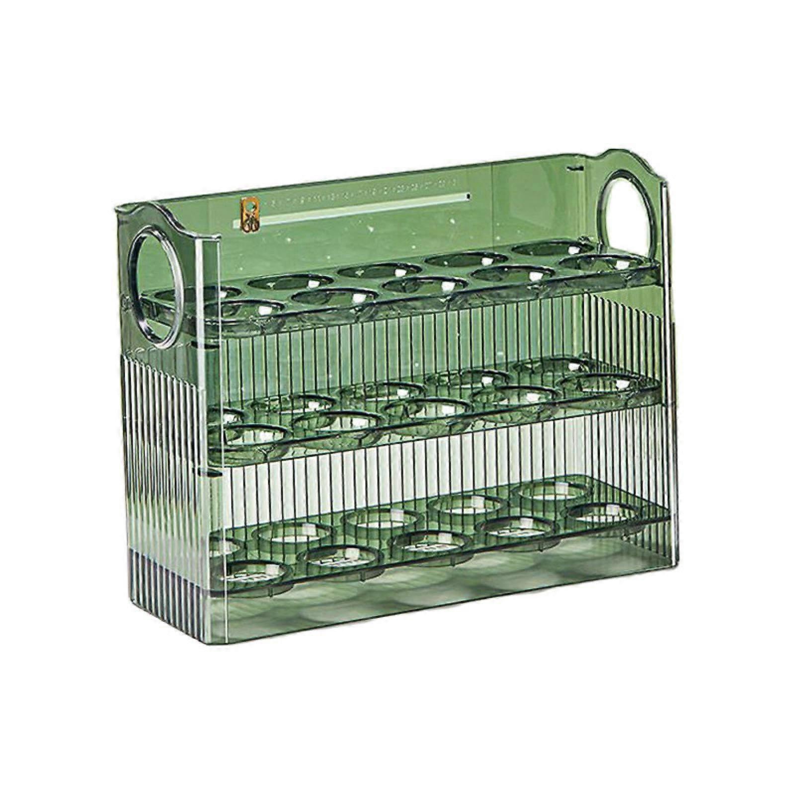 Egg Storage Box For Refrigerator Side Door Automatic Flip FreshKeeping Green