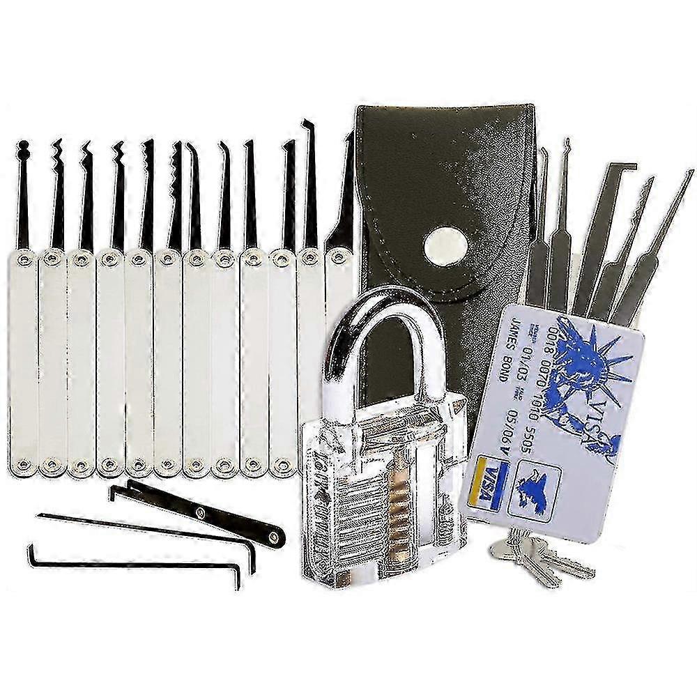 Improved 20-Piece Lock Pick Set for Locksmiths, Beginners & Professionals with Transparent Training Locks and Comprehensive Instructions