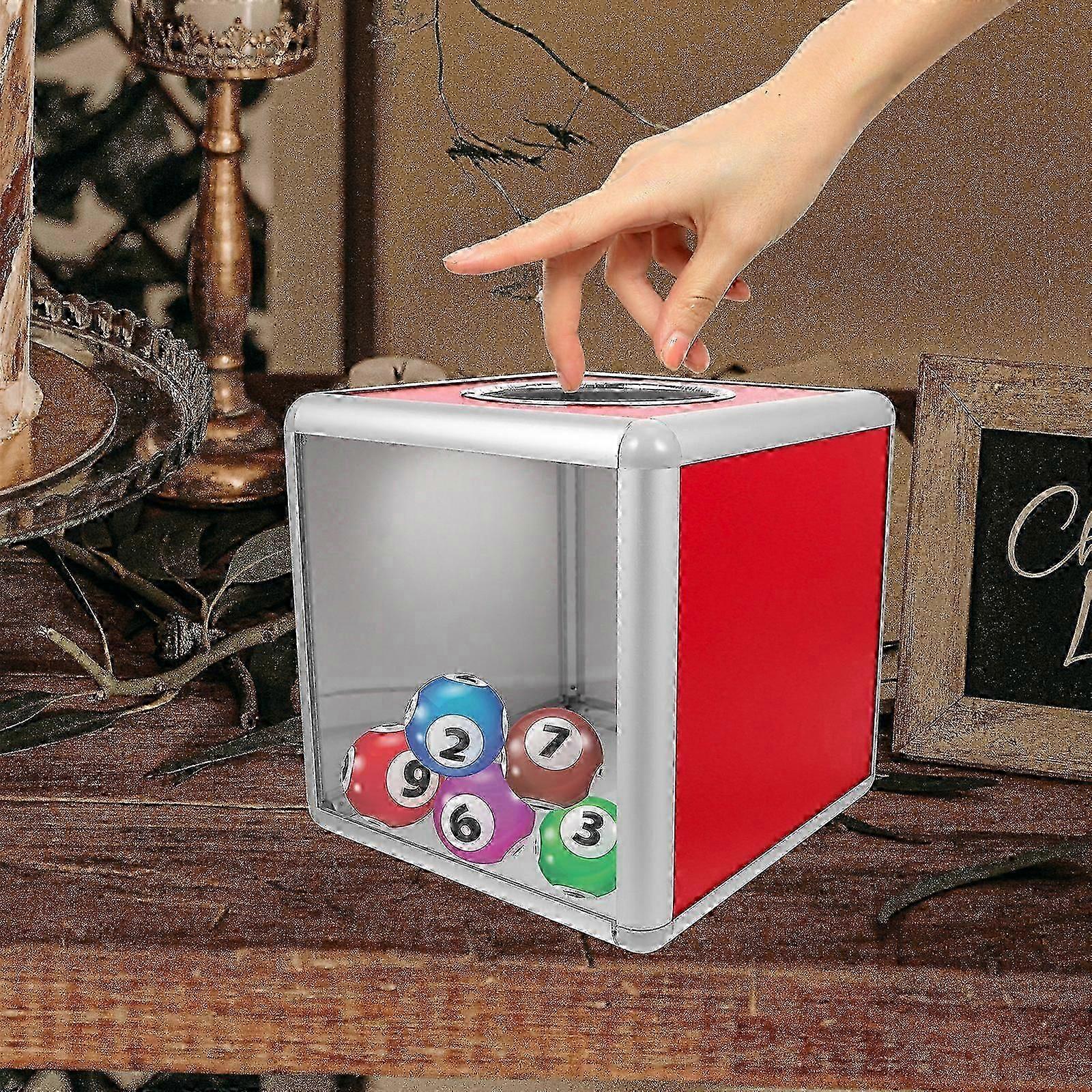 صندوق يانصيب شفاف قابل للفصل للأحداث - صندوق سحب أحمر مقاس 20 × 20 سم