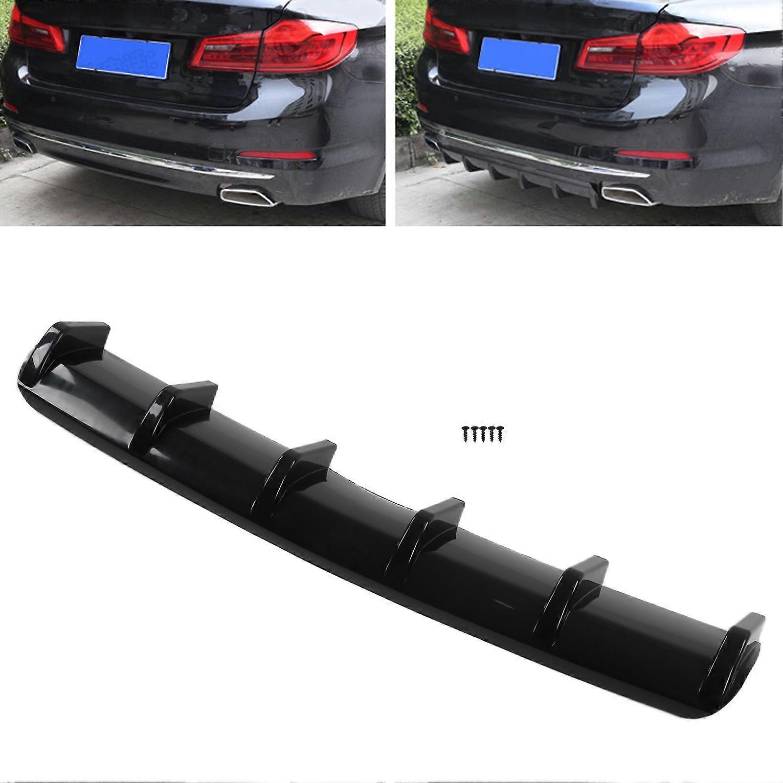 Rear Bumper Diffuser Fin Spoiler Chassis Splitter Glossy Black Aerodynamic Accessory Universal for Car