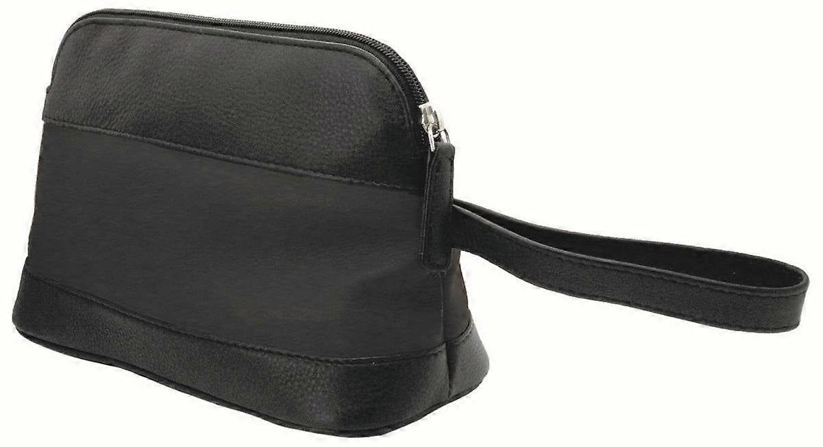 David Van Hagen Leather Wash Bag - Black