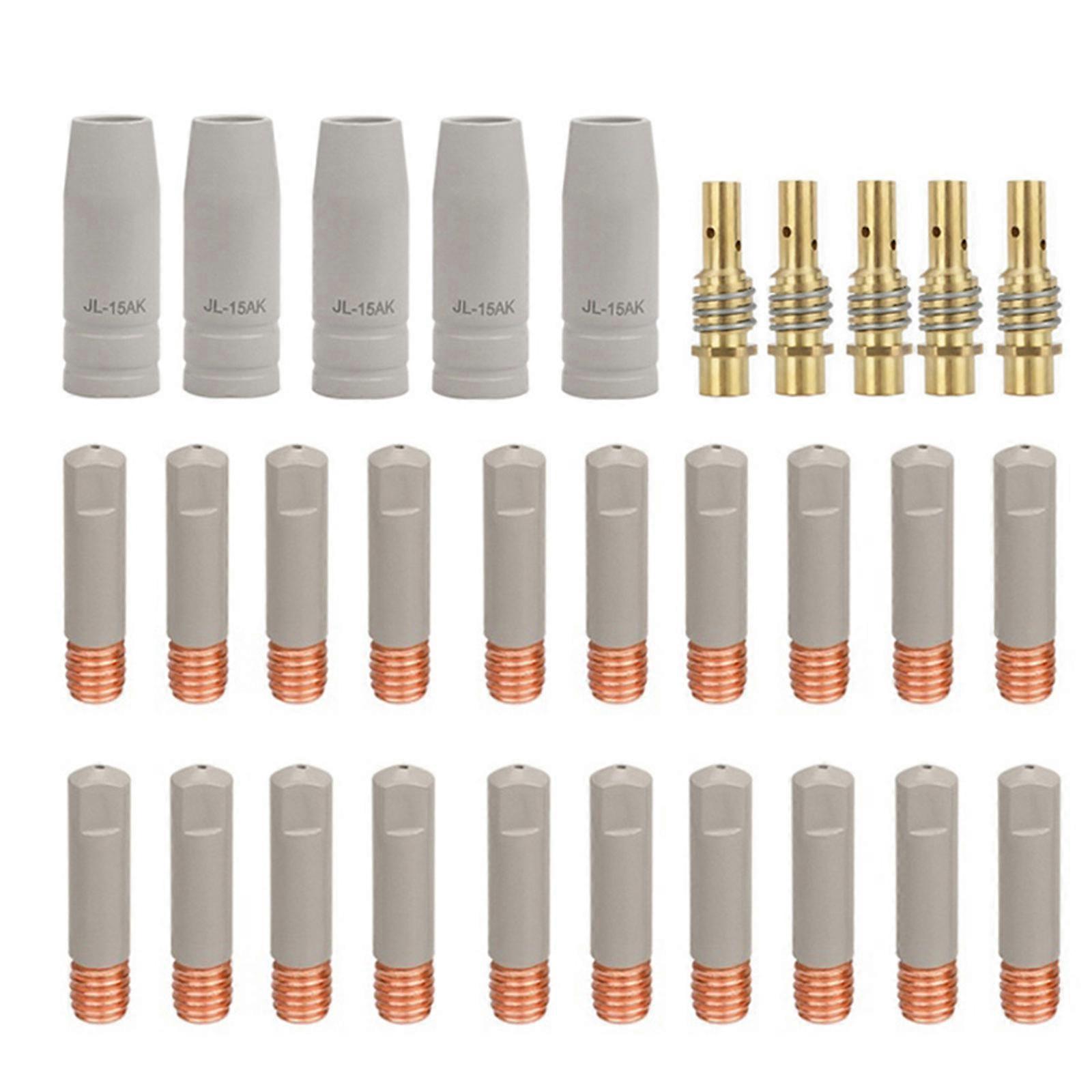 30PCS/Pack Industrial Heat Resistant Welding Nozzles Precise Coated Tips Suitable for 15AK Torches Enhancing Durability Multicolor