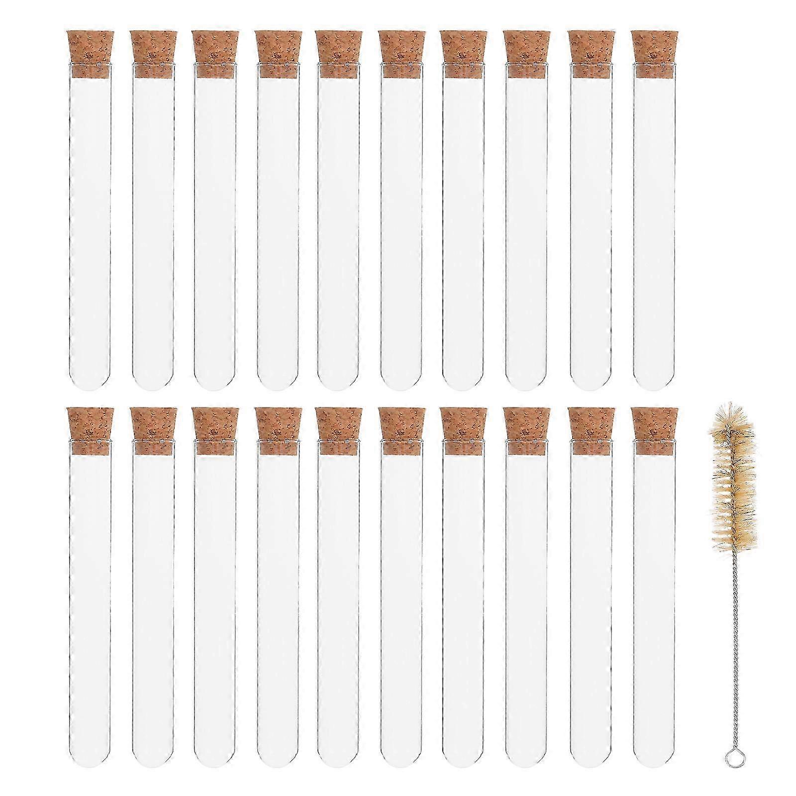 Glass Test Tubes, 20Pcs Clear with Cork Stoppers for Liquid Holding, Cosmetic Samples, Experiments