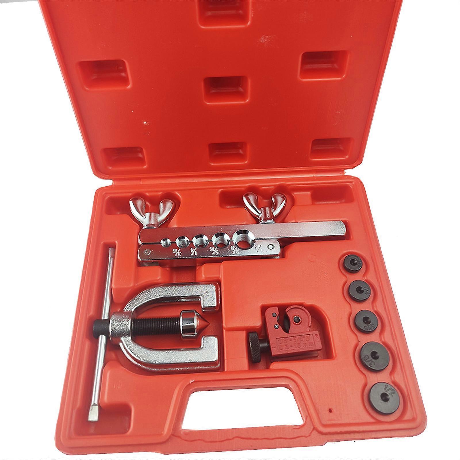 Durability Metal Pipe Flaring Set With Five Adapters And Tube Cutter With Storage Case For Repair Work Hand Tool Multicolor