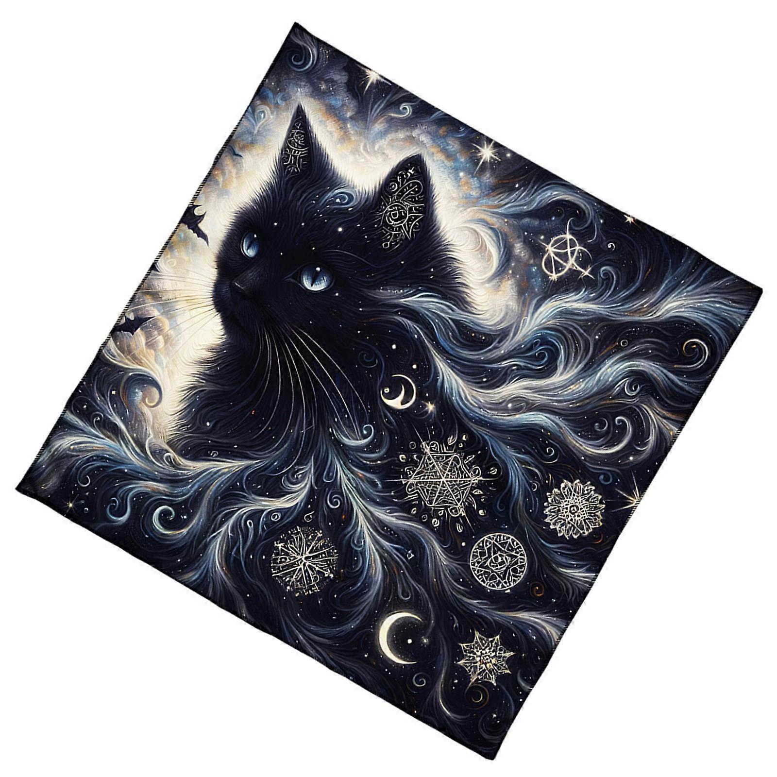 Elegant Velvets Tablecloth Portables Divination Mats with Mystical Artwork for Spiritual Meditations and Home Decoration  75x75cm