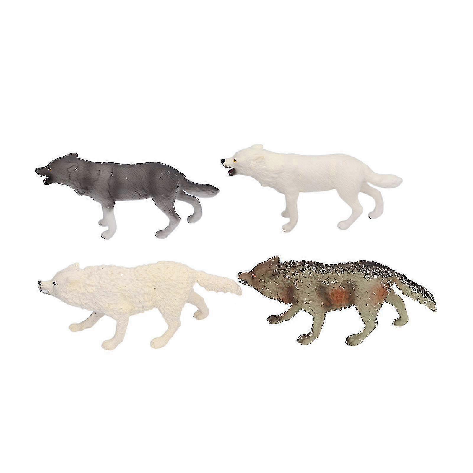 4pcs Wolf Toy Figurines Hand Made High Simulation Animal Action Figures Playsets for Collection Shool Education