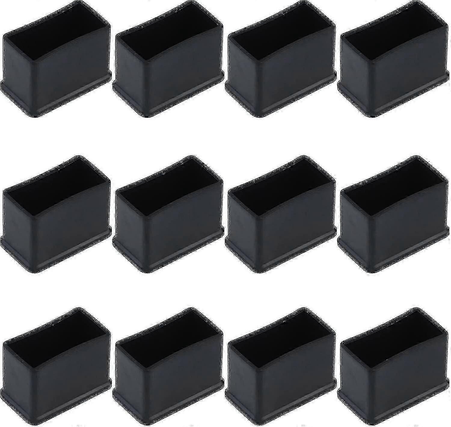 12 Pack 15 X 30 Mm Black Rectangular Rubber Felt Table Or Chair Leg Protector Caps Yve